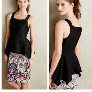 Anthropologie Deletta Origami Black Peplum Tank Top  Size S $68